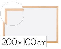 Pizarra blanca q-connect laminada marco de madera 200x100 cm
