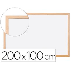 Pizarra blanca q-connect laminada marco de madera 200x100 cm