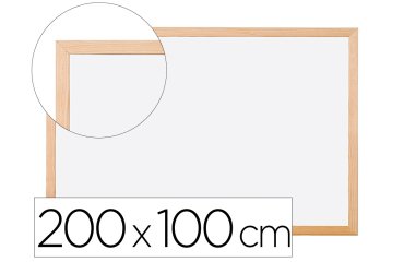 Pizarra blanca q-connect laminada marco de madera 200x100 cm