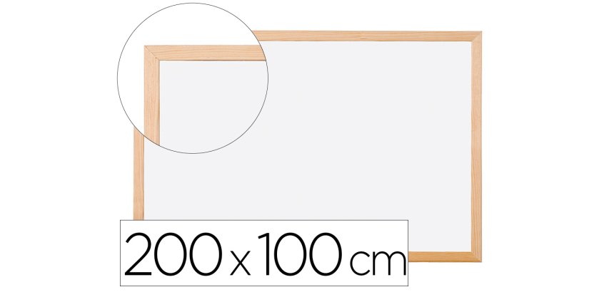 Pizarra blanca q-connect laminada marco de madera 200x100 cm