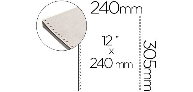 Papel continuo 240x12 blanco 2 hojas caja de 1500 juegos