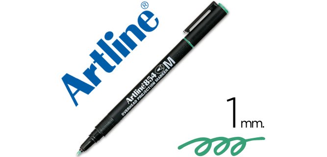 Rotulador artline retroproyeccion punta fibra permanente ek-854 verde -punta redonda 1 mm