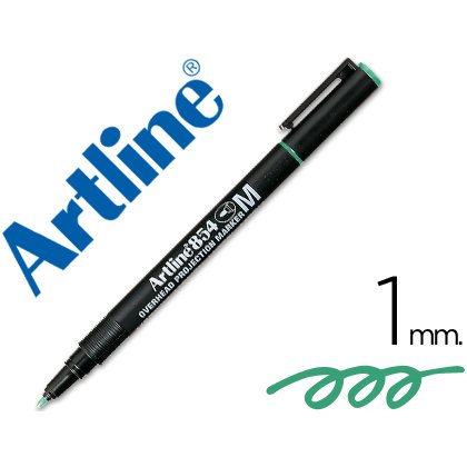 Rotulador artline retroproyeccion punta fibra permanente ek-854 verde -punta redonda 1 mm