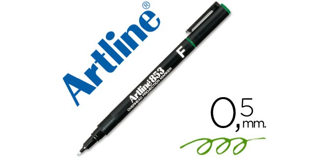 Rotulador artline retroproyeccion punta fibra permanente ek-853 verde -punta redonda 0.5 mm