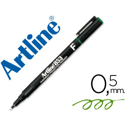 Rotulador artline retroproyeccion punta fibra permanente ek-853 verde -punta redonda 0.5 mm