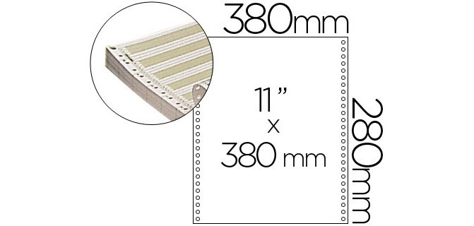 Papel continuo 380x11 pautado caja de 2500 hojas