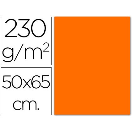Cartulina fluorescente naranja 50x65 cm 230 gr