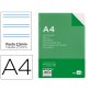 Recambio liderpapel A4 100 hojas 60 g pauta 5ª 2,5mm con margen 4 taladros