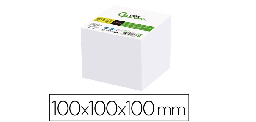 Taco papel liderpapel encolado blanco 1000 hojas 100x100x100 mm 80 g