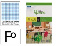 Bloc examenes liderpapel cuadro 2mm folio 40 hojas 60 g