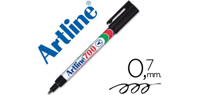 Rotulador artline marcador permanente ek-700 negro punta redonda 0.7 mm papel metal y cristal