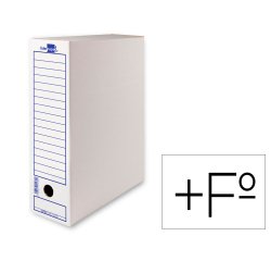 Caja archivo definitivo liderpapel folio prolongado carton reciclado 325g/m2 lomo 116 mm blanco 388x116x275 mm