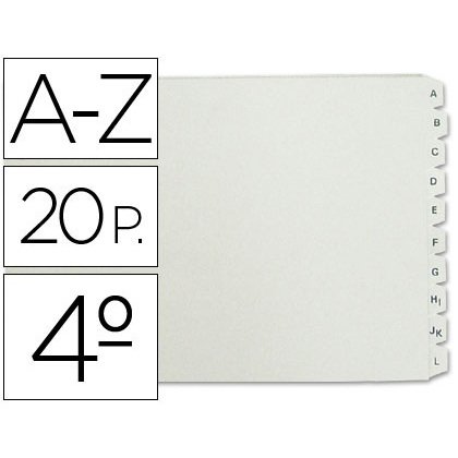 Separador alfabetico multifin 3003 plastico cuarto apaisado 20 pestañas 215x155 mm
