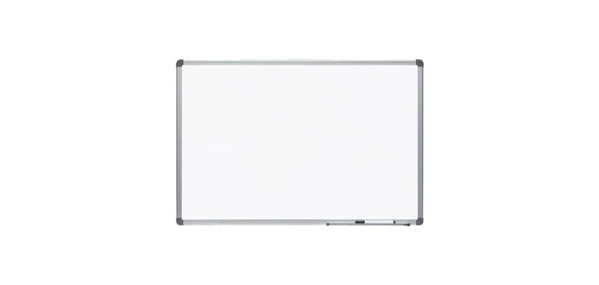Pizarra blanca rocada acero vitrificado magnetico marco aluminio y cantoneras pvc 90x60 cm incluye bandeja para