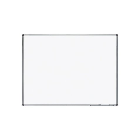 Pizarra blanca rocada acero vitrificado magnetico marco aluminio y cantoneras pvc 120x90 cm incluye bandeja