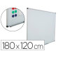 Pizarra blanca rocada acero vitrificado magnetico marco aluminio y cantoneras pvc 180x120 cm incluye bandeja