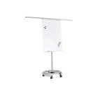 Pizarra blanca rocada para conferencias metalica lacada magnetica con ruedas 68x104 cm incluye 2 brazos laterales