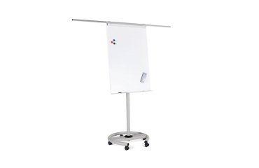 Pizarra blanca rocada para conferencias metalica lacada magnetica con ruedas 68x104 cm incluye 2 brazos laterales