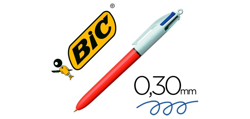Boligrafo bic cuatro colores punta fina 0,8 mm