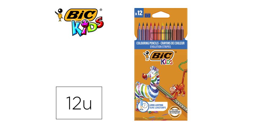 Lapices de colores bic evolution stripes caja de 12 colores surtidos