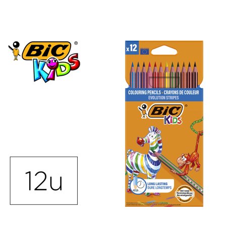 Lapices de colores bic evolution stripes caja de 12 colores surtidos