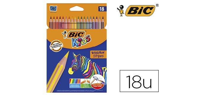 Lapices de colores bic evolution stripes caja de 18 colores surtidos