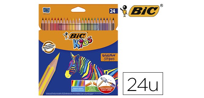 Lapices de colores bic evolution stripes caja de 24 unidades colores surtidos