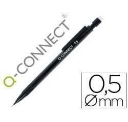 Portaminas q-connect 0,5 mm con 3 minas cuerpo negro con clip negro