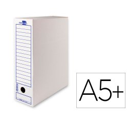 Caja archivo definitivo liderpapel 103 cuarto carton reciclado 325g/m2 lomo 105 mm blanco 278x105x213 mm