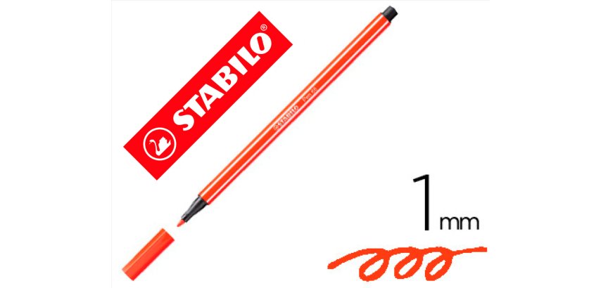 Rotulador stabilo acuarelable pen 68 bermellon punta gruesa 1mm