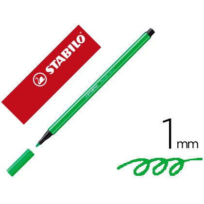 Rotulador stabilo acuarelable pen 68 verde neon punta gruesa 1mm