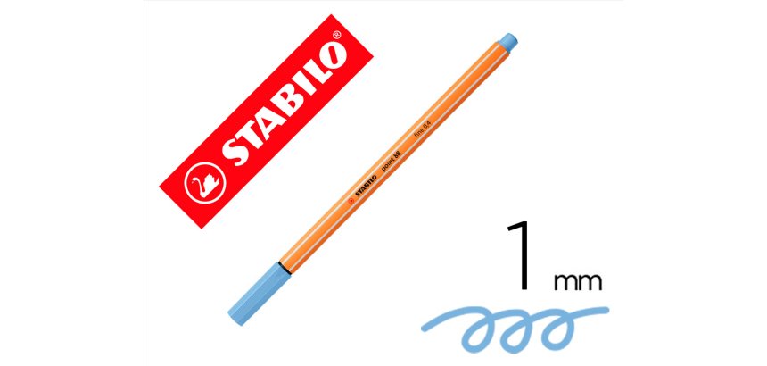 Rotulador stabilo punta de fib ra point 88 azul claro punta fina 0,4mm