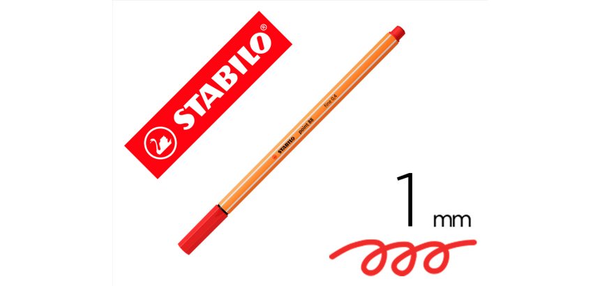 Rotulador stabilo punta de fib ra point 88 bermellon punta fina 0,4mm
