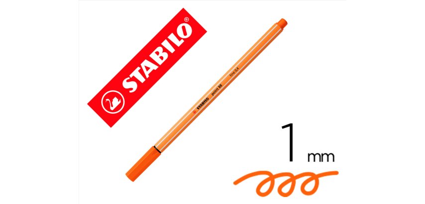 Rotulador stabilo punta de fib ra point 88 bermellon palido punta fina 0,4mm
