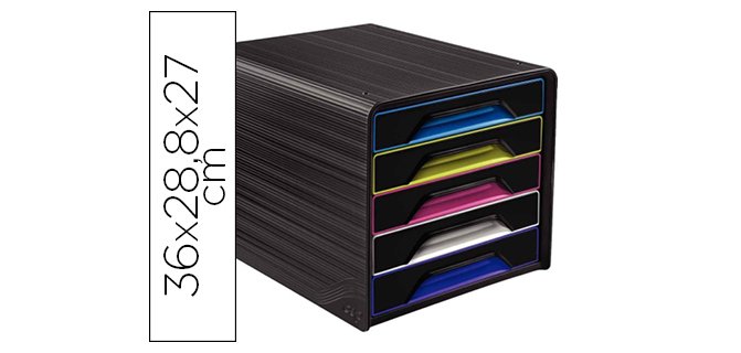 Fichero cajones de sobremesa cep 5 cajones negro/multicolor 360x288x270 mm