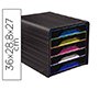 Fichero cajones de sobremesa cep 5 cajones negro/multicolor 360x288x270 mm