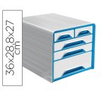 Fichero cajones de sobremesa cep 5 cajones mixtos blanco/azul 360x288x270 mm