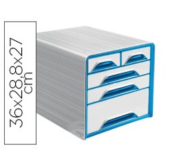 Fichero cajones de sobremesa cep 5 cajones mixtos blanco/azul 360x288x270 mm