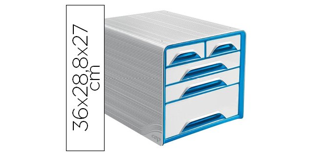 Fichero cajones de sobremesa cep 5 cajones mixtos blanco/azul 360x288x270 mm