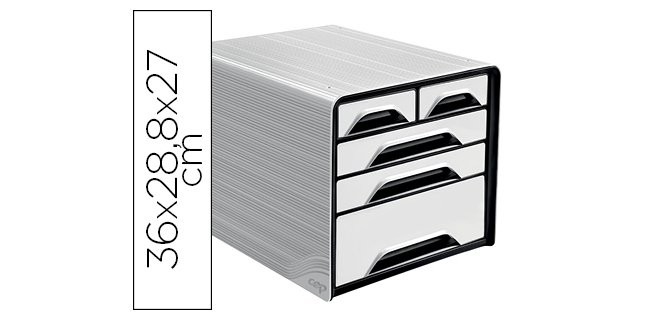 Fichero cajones de sobremesa cep 5 cajones mixtos blanco/negro 360x288x270 mm