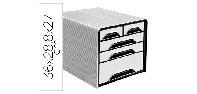 Fichero cajones de sobremesa cep 5 cajones mixtos blanco/negro 360x288x270 mm