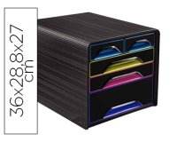 Fichero cajones de sobremesa cep 5 cajones mixtos negro/multicolor 360x288x270 mm