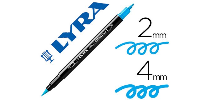 Rotulador lyra aqua brush acuarelable doble punta fina y pincel azul claro
