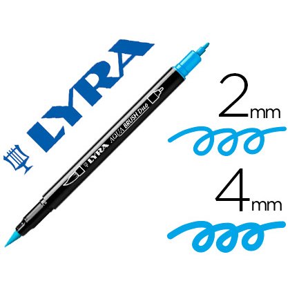 Rotulador lyra aqua brush acuarelable doble punta fina y pincel azul claro