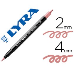 Rotulador lyra aqua brush acuarelable doble punta fina y pincel rosa carmin