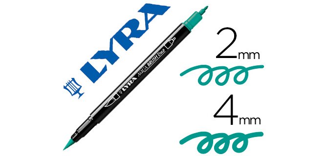 Rotulador lyra aqua brush acuarelable doble punta fina y pincel verde noche