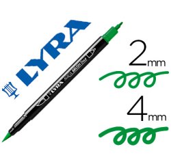 Rotulador lyra aqua brush acuarelable doble punta fina y pincel verde