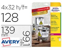 Etiqueta adhesiva resistente avery poliester blanco 99,1x139 mm para impresora laser pack de 32 unidades