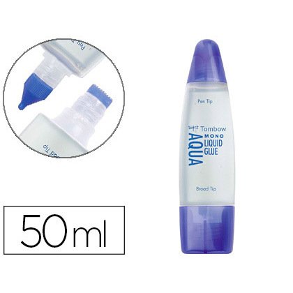 Pegamento cola liquida tombow transparente aqua permanente con 2 puntas bote de 50 ml