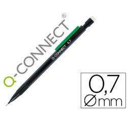 Portaminas q-connect 0,7 mm con 3 minas cuerpo negro con clip verde